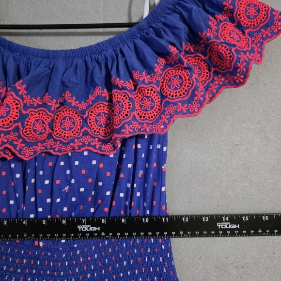 Lilly Pulitzer Borealis Blue Kalama Off The Shoulder Dress 010340 Size Small - Picture 3 of 10